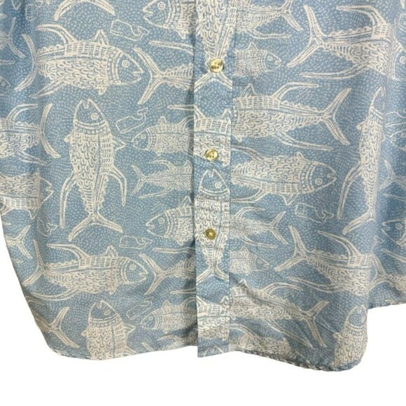 Vineyard Vines Men’s Fishing Shirt Blue Fish Print Vented Performance Medium - Picture 4 of 12